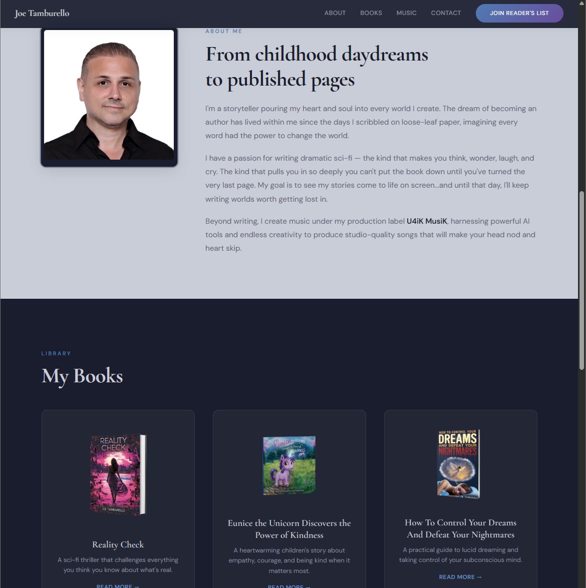 JoeTamburello.com – author portfolio website